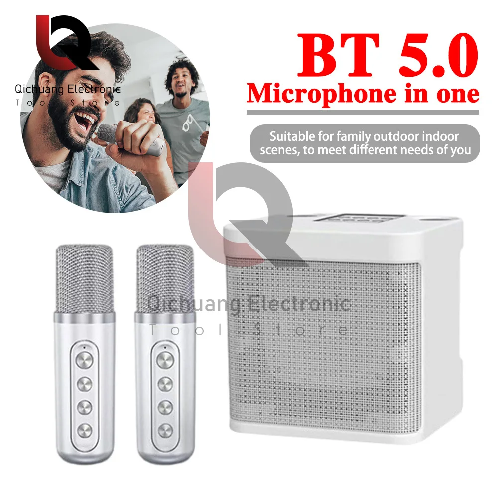 Dupla Microfone Karaoke Máquina para Adultos e Crianças Portátil Bluetooth PA Speaker System com 2 Microfones Sem Fio para Casa