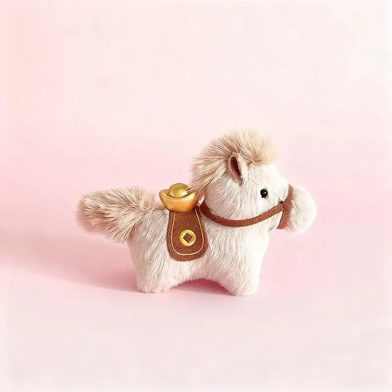 Cute Year of the Horse Mascot Pony doll Simulation doll Keychain Plush Toy Children's doll Pendant