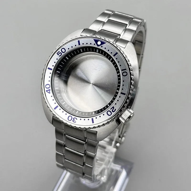 NH35 Case 6105 Turtle Abalone Case With Steel Band Fit NH35 NH36 7S26 4R Movement 28.5mm Dial Sapphire Crystal Glass Turtle Case