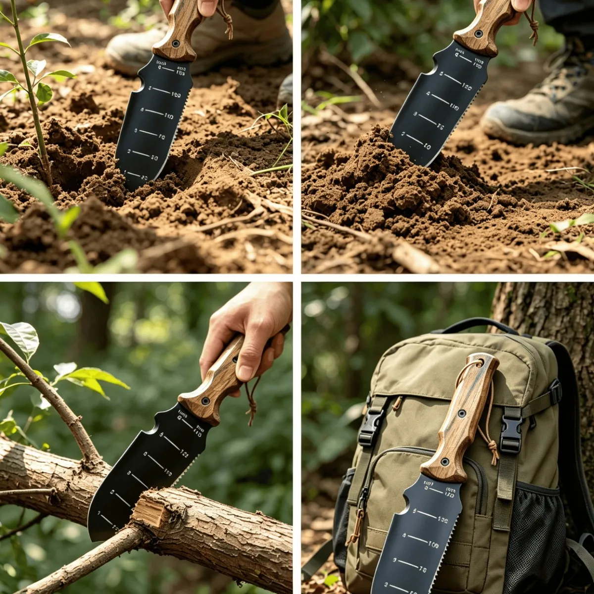 Wholesale Multi-Purpose Garden Trowel Heavy Duty Stainless Steel Shovel with Wooden Handle and Measurement Scale for Outdoor