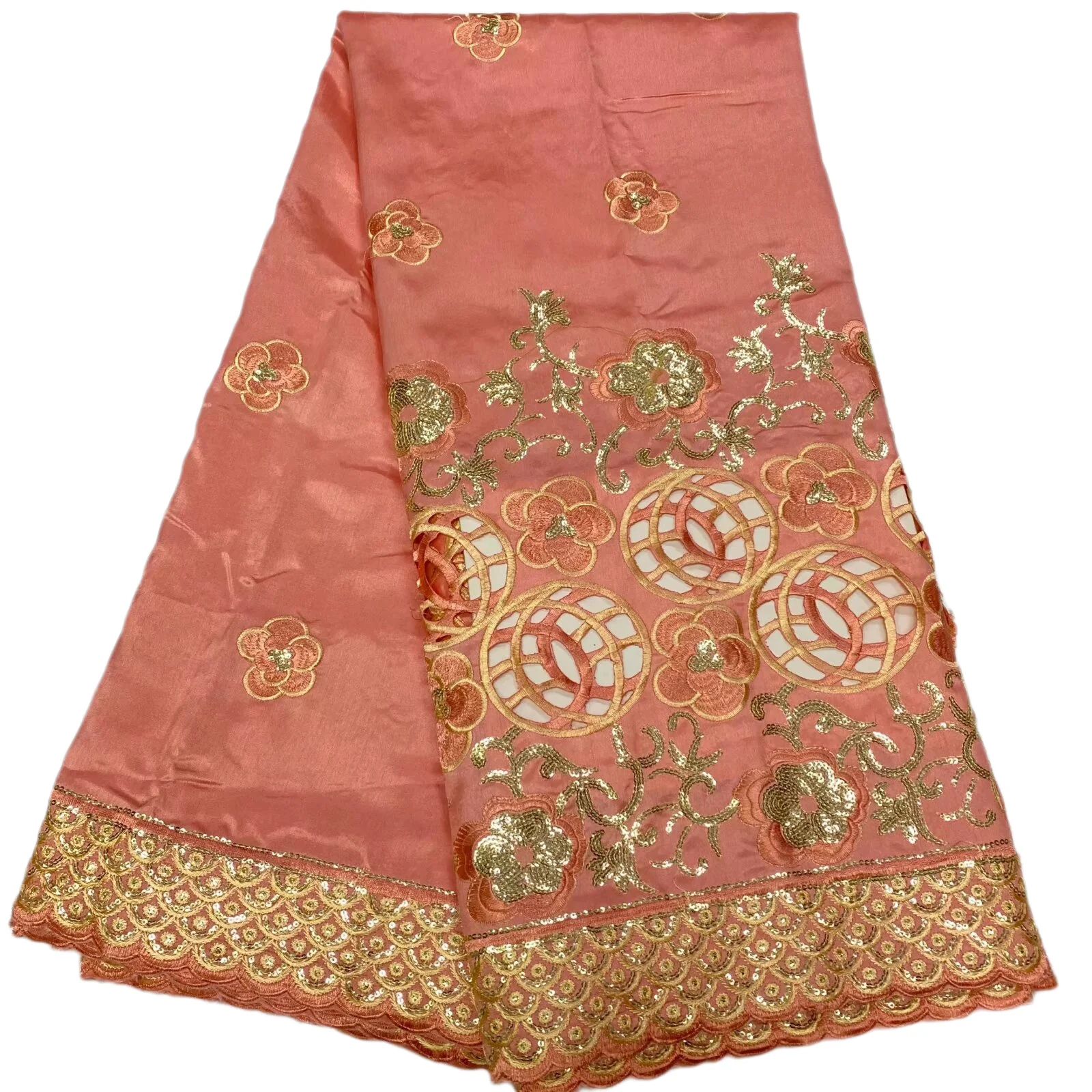 

Popular African George Fabric High Quality Indian Raw Silk George Wrappers Hot Nigerian Lace Fabrics Set With Blouse For Wedding