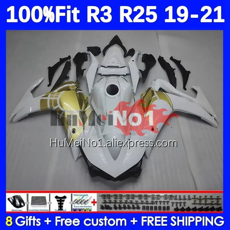 Injection For YAMAHA YZF-R3 YZFR25 YZF-R25 R 3 25 374No.3 YZFR3 YZF R3 White gold R25 19 20 21 22 2019 2020 2021 2022 Fairing