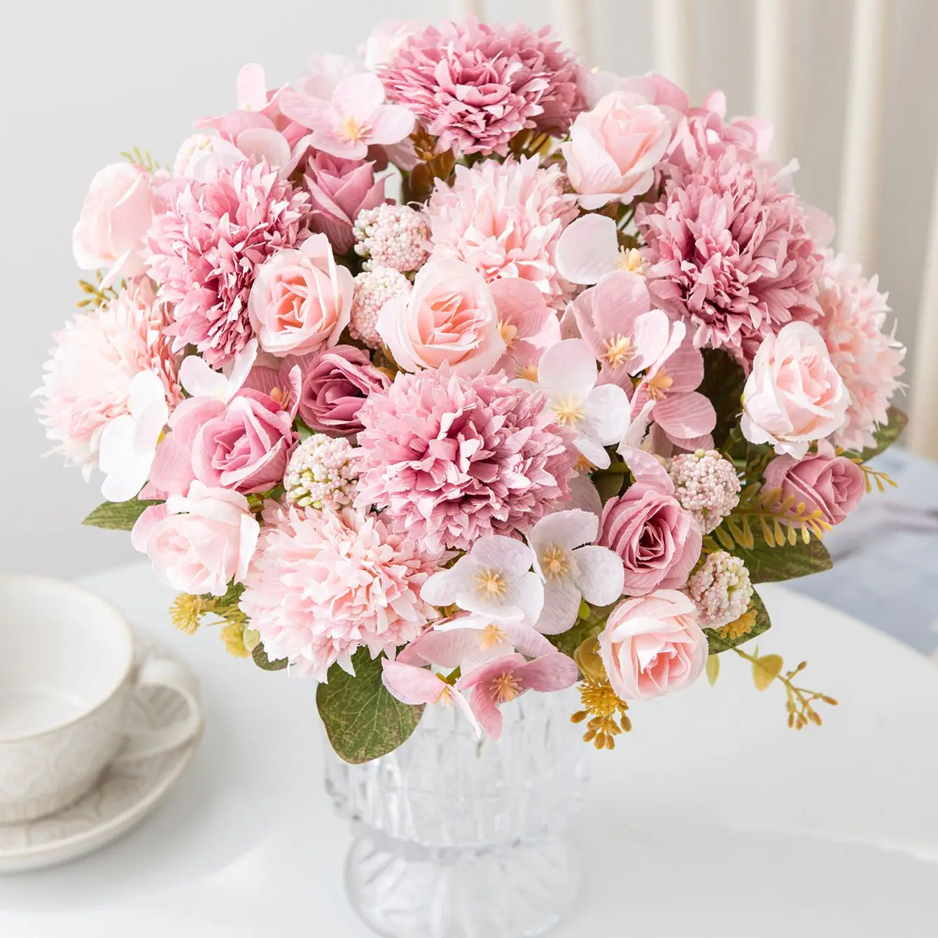 Künstliche Blumenkugel Chrysantheme Rose Hochzeit Heim Zimmer Tisch Festival Deko Kranz Brautstrauß Outdoor Garten DIY Geschenke