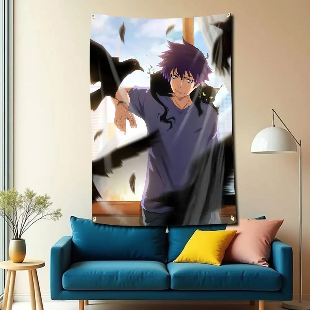J-Jirou Azuma Anime B-Black Torch Flag Tapestry Banner for Bedroom Living Room Outdoor Camping Custom Supported