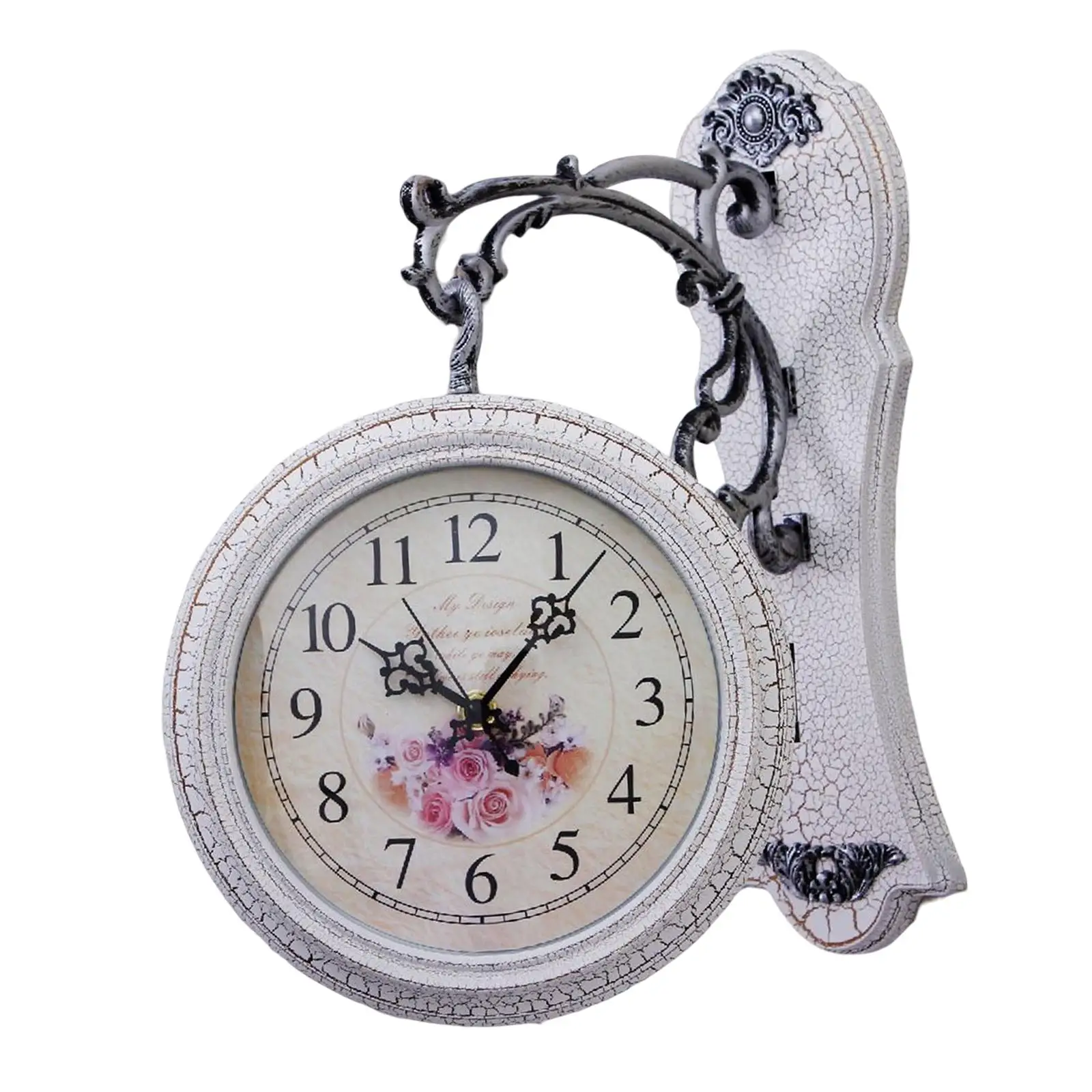 Station Double Sided Wall Clock Wall Mounted Clock Antique Outdoor Home Decor Decorative Kitchen Wall Clock Vintage Style Silent