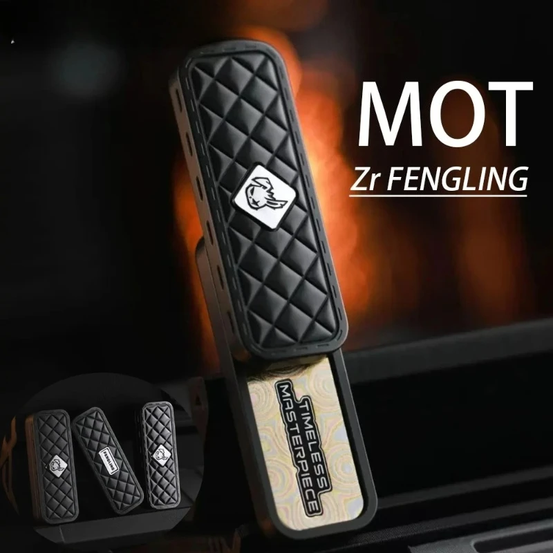 MOT Zirconium FENGLING 3D Rhombus Embossed Design Push Slider With Hidden Paracord Hole Accessories Fidgets Slider Office Toys