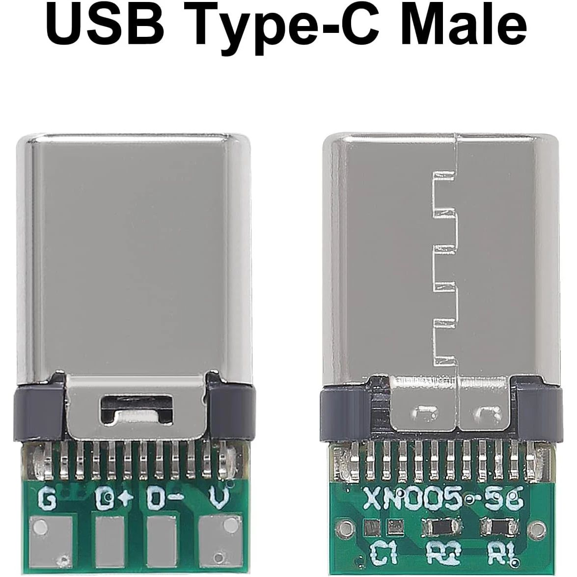 20 Pack USB C Connector - USB 3.1 Male Plug Port Type C Connector for Cable Repair - Solder Adapter with PCB Board black