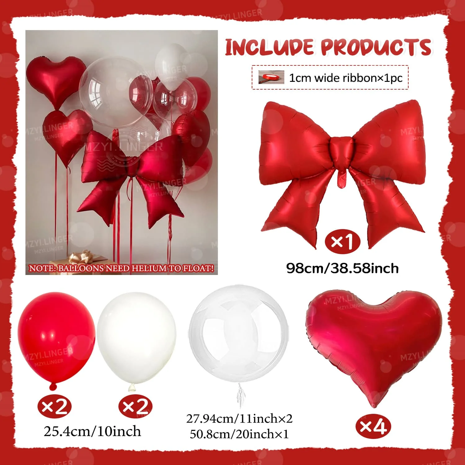 Schleifenballon und Roter Herzballon Set Transparenter Bobo-Ballon für Valentinstag Heiratsantrag Hochzeit Romantische Geburtstagsdekoration – Detail 2
