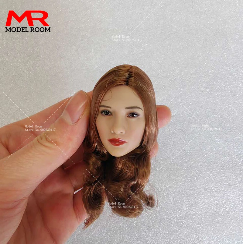 1/6 Scale Asian Beauty Head Sculpt Brown Long Hair Head Carving Model Fit 12\'\' Soldier Suntan Action Figure Body Dolls