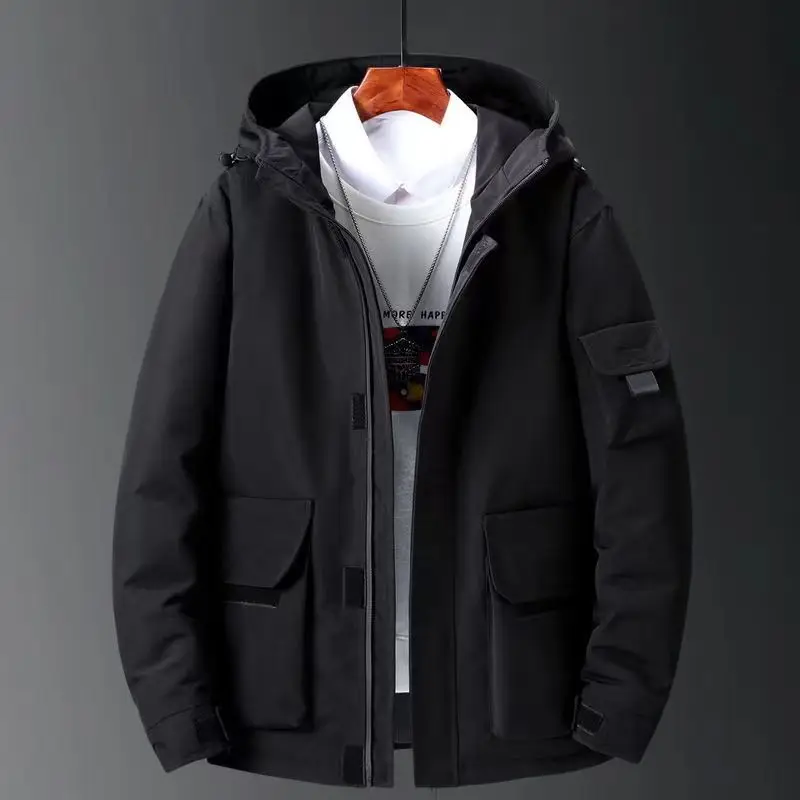Winter Men Cargo Jacket Parkas Thicken Leisure Windproof Cold-proof pockets Warm Hooded Down jacket Warm Cotton-padded Clothes