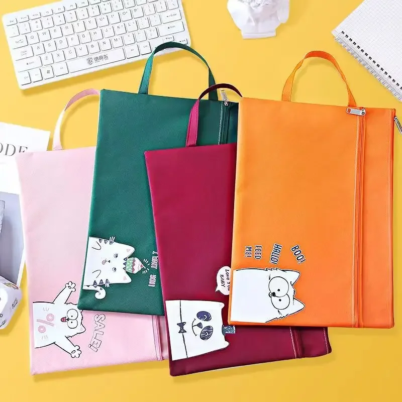 A4二層厚手ファイルバッグトートバッグ試験専用分類資料折りたたみ収納バッグオフィス学校または家庭用