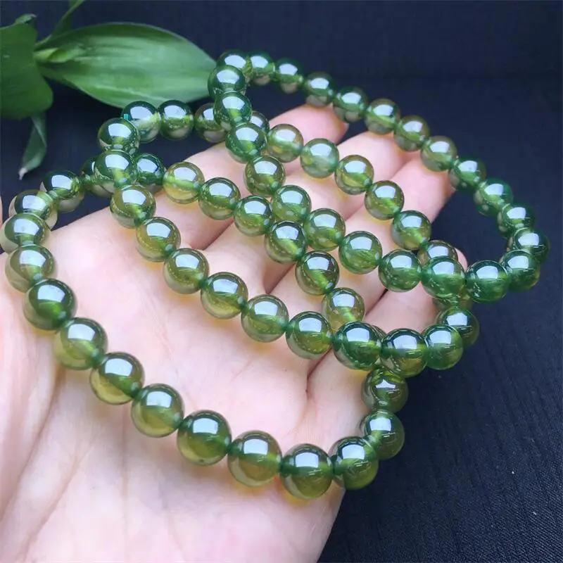 9MM Natural Starlight Emerald Bracelet Women Men Cool Chakra Bead Reiki Energy Stretch Bangles Wrist Jewelry 1PCS