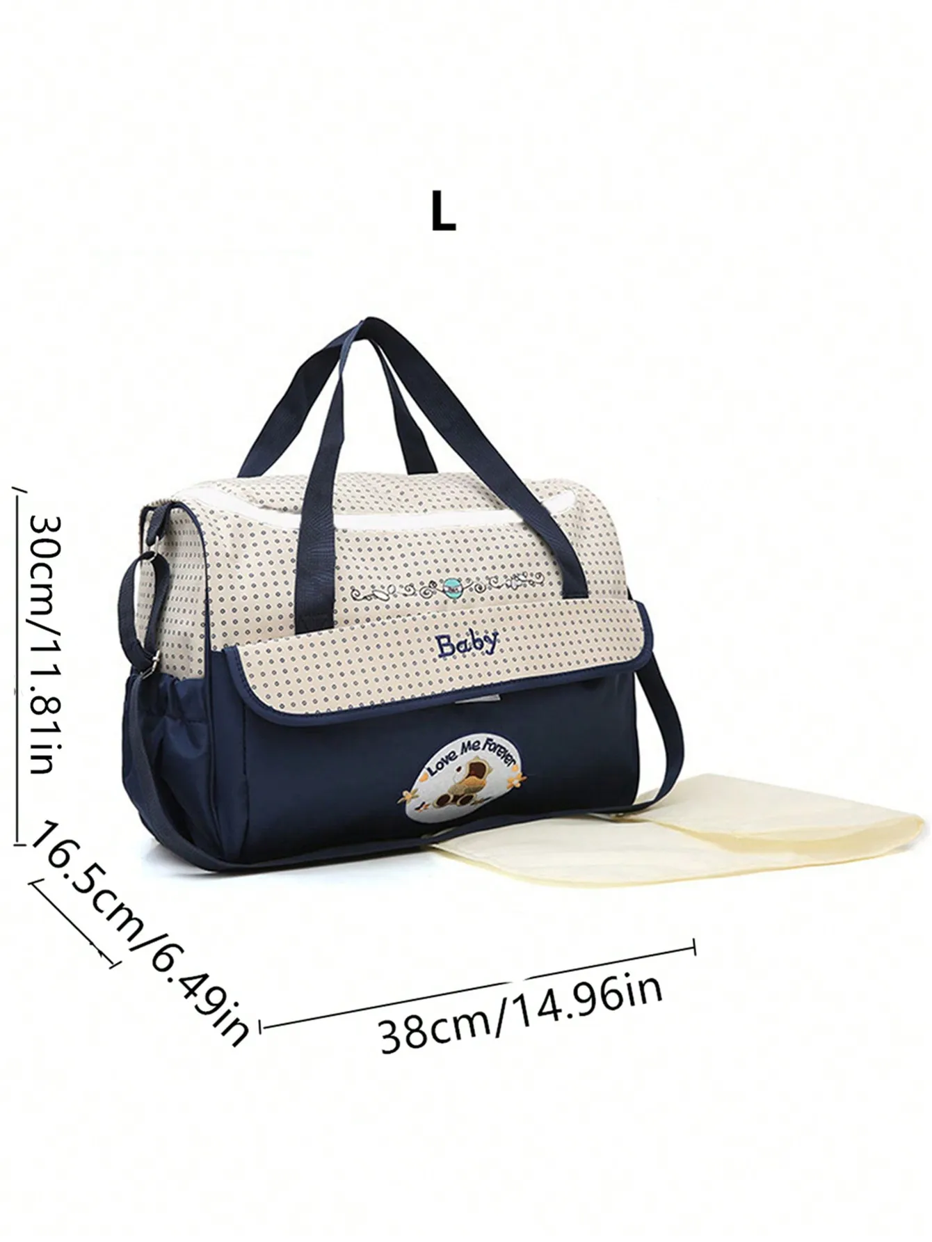 Five-piece set Mommy bag fashion large capacity bear cartoon polka dot pattern one shoulder oblique span Mom bag diaper bag