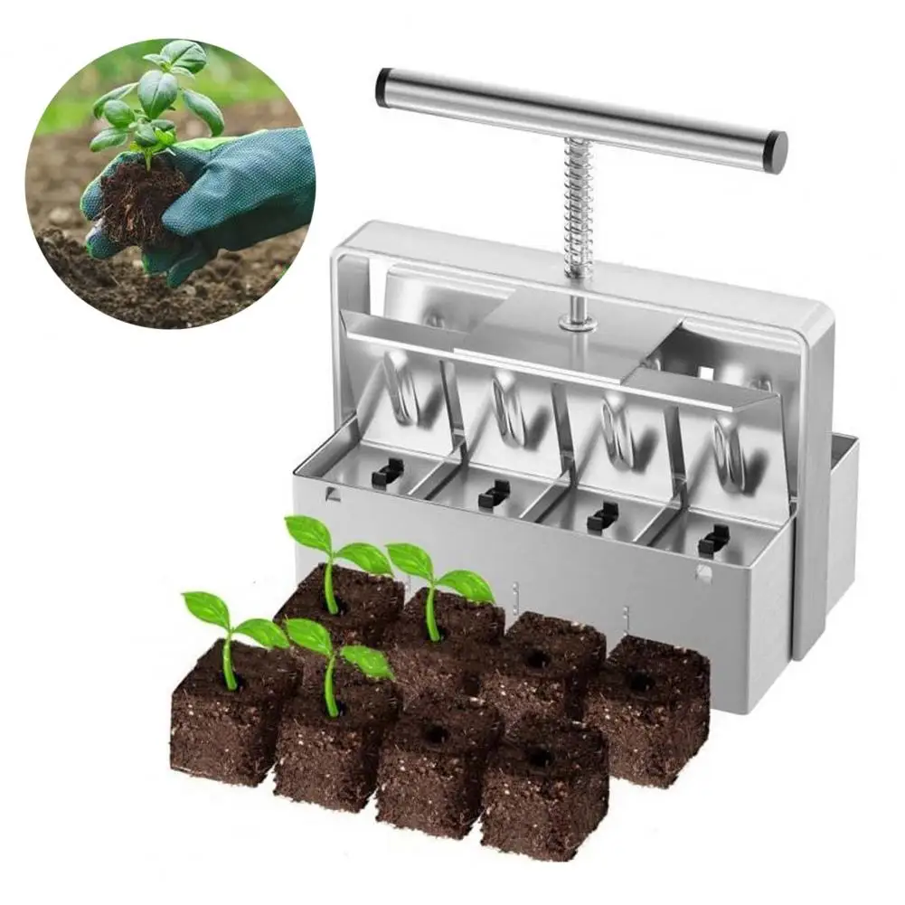 Soil Block Maker Aluminum Alloy Compact Soil Cube Press 4-cell 8-cell Aluminum Soil Block Maker Starter Tray Durable for Outdoor