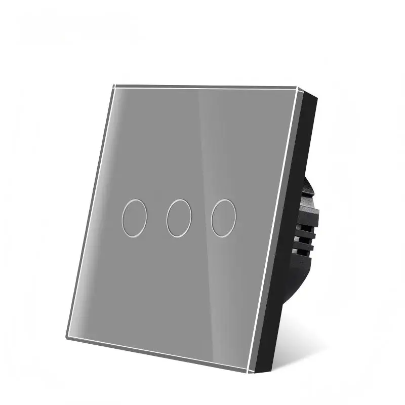 UBARO EU Standaard Touch Schakelaar Gehard Glas Paneel 1 Gang Wandlichtschakelaar AC110-240V Thuis Geen Neutrale Draad Vereist