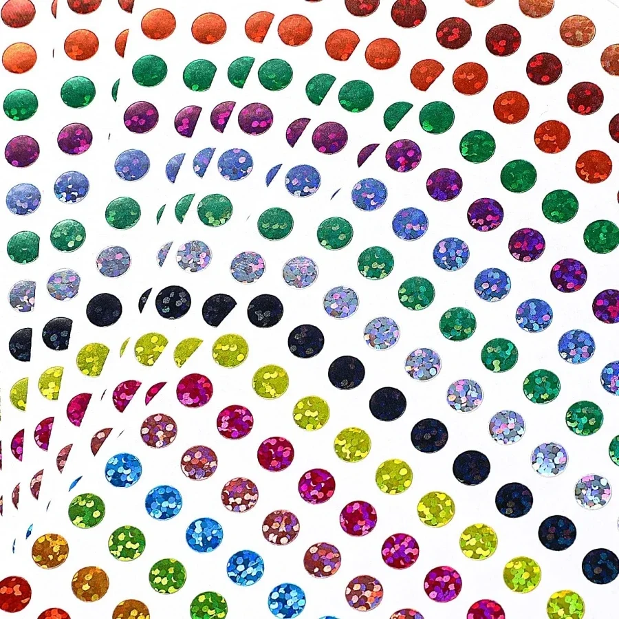 704/1760 Self-Adhesive Holographic Laser Glitter Stickers Colorful Shiny Decals for Document Classification Item Identification