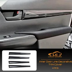 4pcs Inner Door Line Decorative Trim Cover ABS Carbon Fiber Color Bamboo Grain for Toyota Hilux Revo Conquest 2015-2021