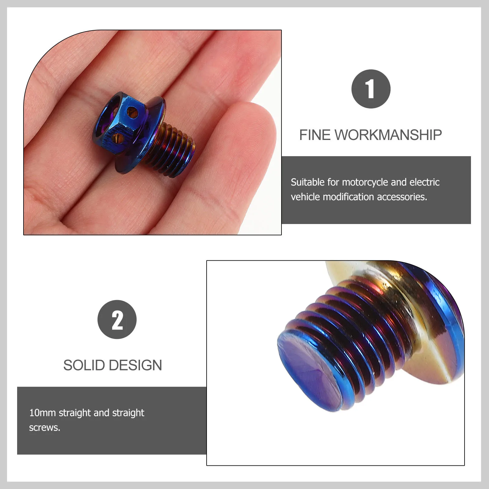 

2Pcs Motorcycle Mirror Screws Rearview Thread Screws Stainless Steel Durable Secure Fit Motorcycle Side Mirror Plugs Replacement