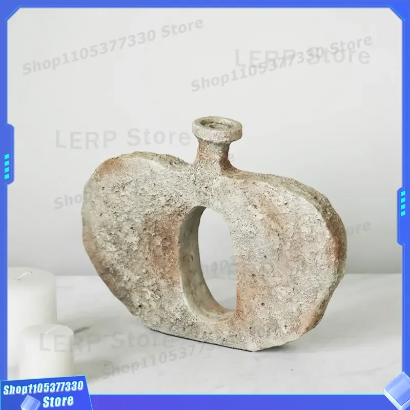 Modern Minimalist Imitation Stone Pattern Pot Shaped Ornament Creative Soft Decoration For Living Room Study B And B Model