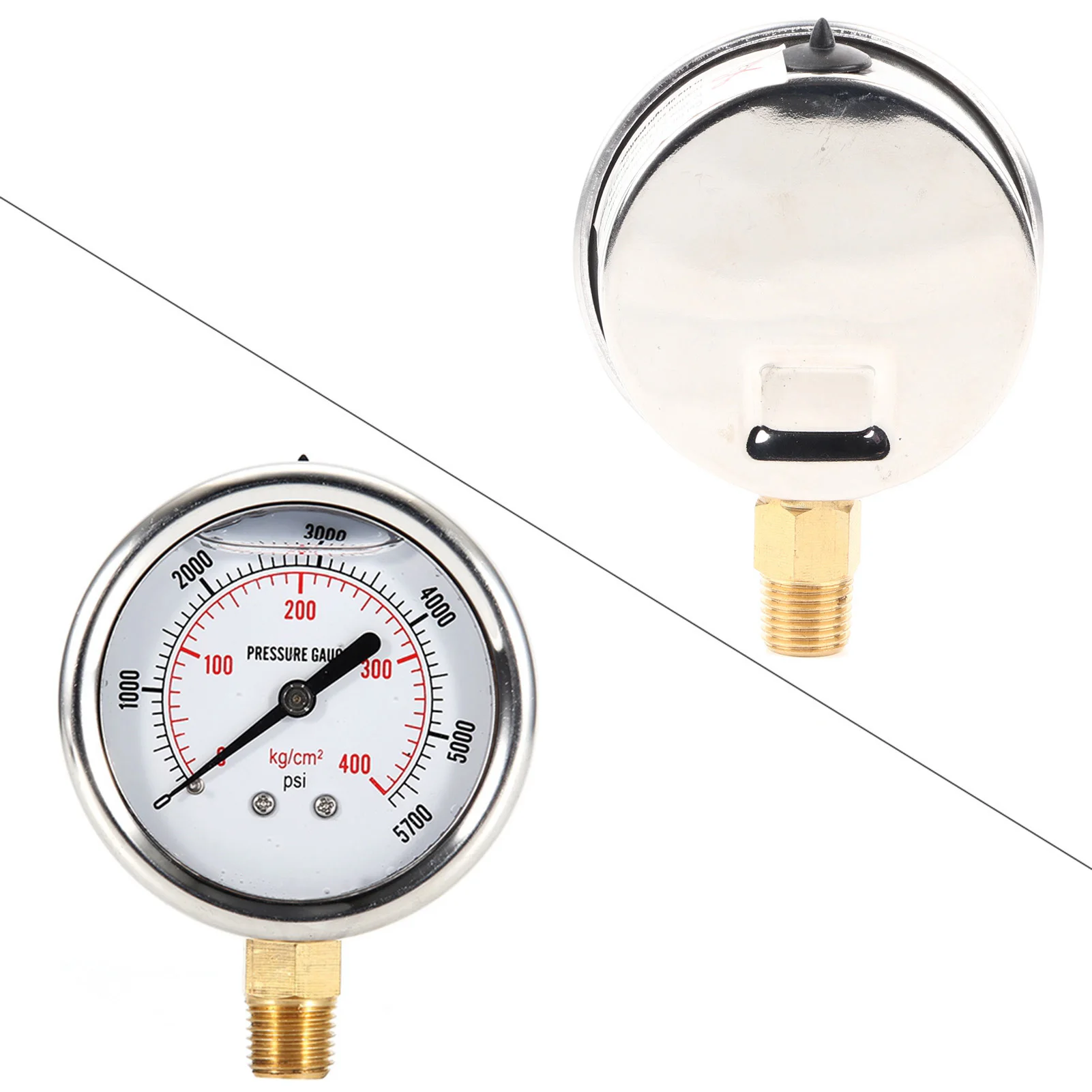 Fuel Pressure Liquid Filled Gauge Hydraulic Liquid Filled Fuel Pressure Gauge 0‑5700 PSI Thread Liquid Filled Pressure Gauge