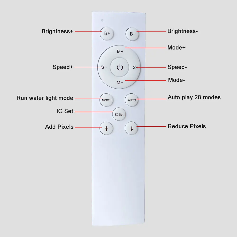 Pengontrol LED Air berjalan, dengan 12 kunci Remote RF untuk WS2811 warna tunggal mengalir kuda balap piksel DC5V-24V cahaya