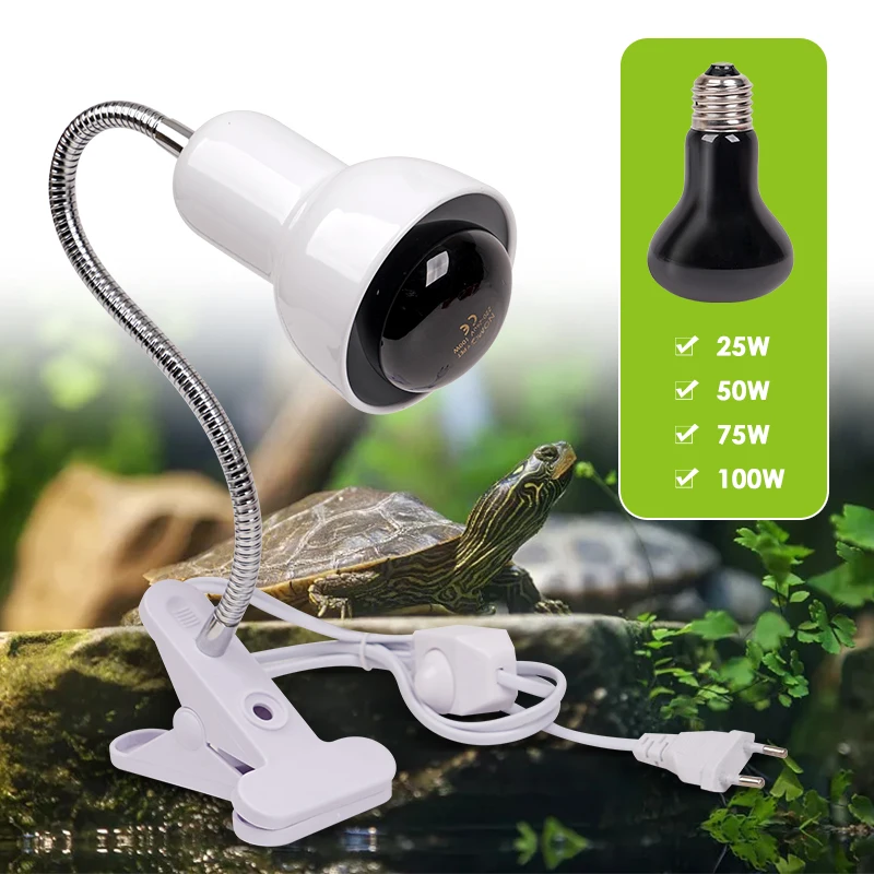 Suporte da lâmpada de aquecimento para Pet Reptile, lâmpada de calor, pássaro, cobra, lagarto, tartarugas, Basking Iluminação, E27, 220V, 25W, 50 W, 75W, 100W