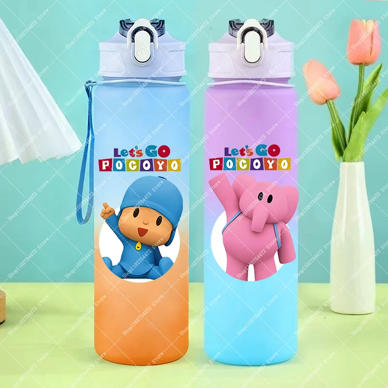 Children Portable Sports Water Bottle Pocoyoed Kids Anime Plastic Cold Drink Container Boy Girl Cartoon Cute Juice Cup Gift 2026