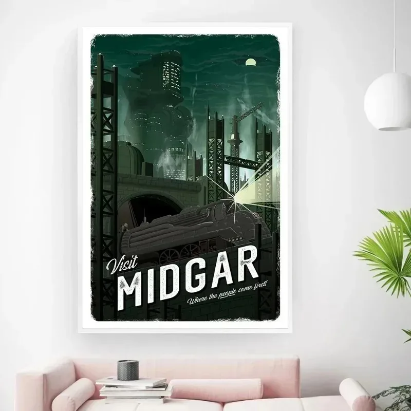 Game Final Fantasy Travel Canvas and Printmaking Midgar Zanarkand Canvas Painting Game Room Wall Art Pictures Home Decoration