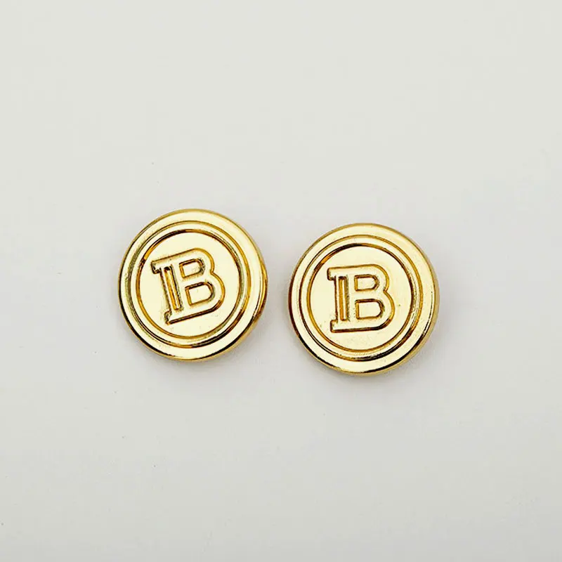 English Letter B Round Gold Metal Button for Clothing Men and Women Coats Shirts Accessories Designer Hand Sewing Buttons 10pcs