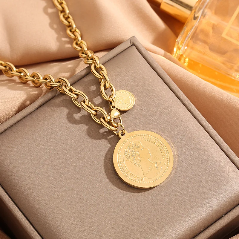 Solid Color Stainless Steel Pendant Necklaces for Women Summer Fashion Metal Accessory Jewelry Pendant Necklace image 5