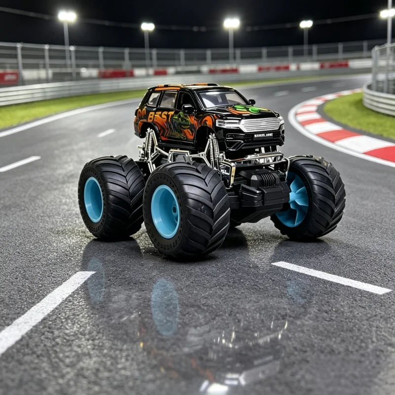 Die‑cast Alloy Monster Off‑road Vehicle Model With Shock Absorption Big Rubber Tire Sliding Metal Car Desktop Collectible Orname view 5