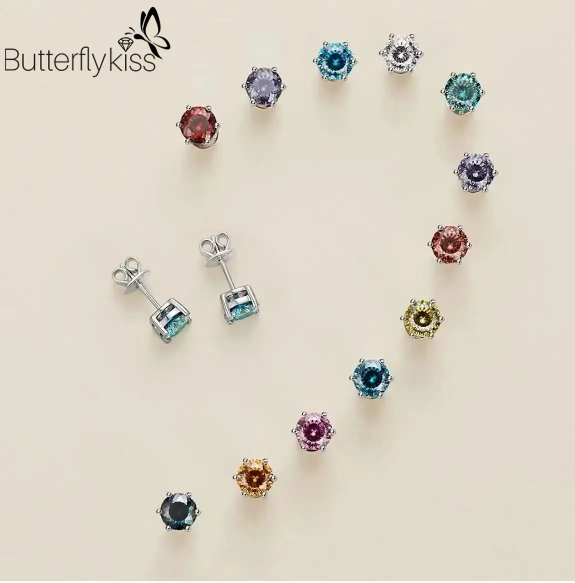 

Роскошные португальские серьги-гвоздики с муассанитом Butterflykiss для мужчин и женщин, стерлинговое серебро 925, пасьянс, свадебные украшения GRA