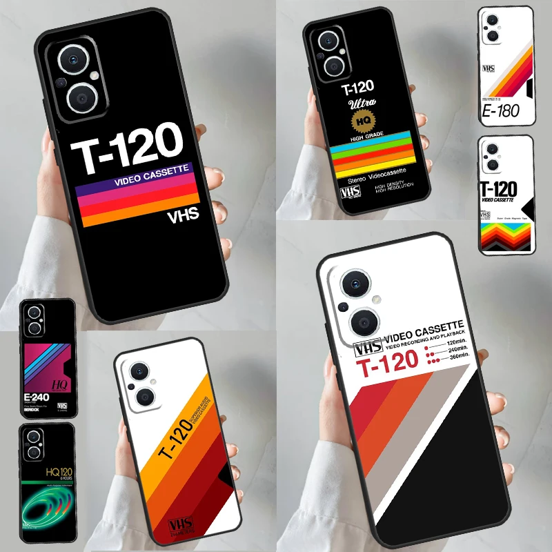 حافظة شريطية ريترو VHS لهاتف OPPO Reno 13 13F 12 F 11 8T 7 8 10 Pro OPPO Find X8 X6 Pro X3 X5 Lite Cover Coque