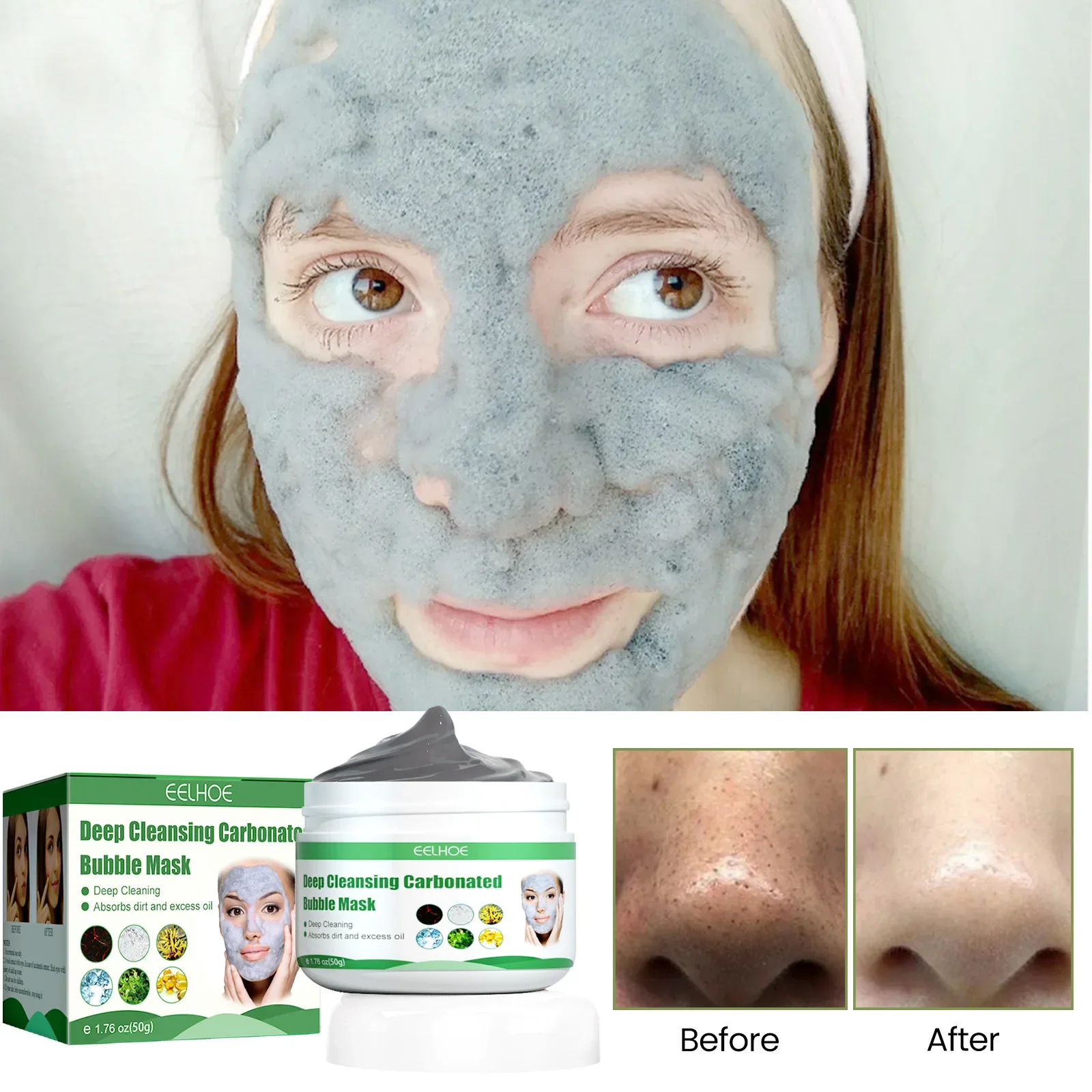 Bubble Mask Anti Acne Deep Clean Mud Salicylic Acid Blackhead Remove Oil Control Shrinkage Pore Moisturizing Clean Facial 50g