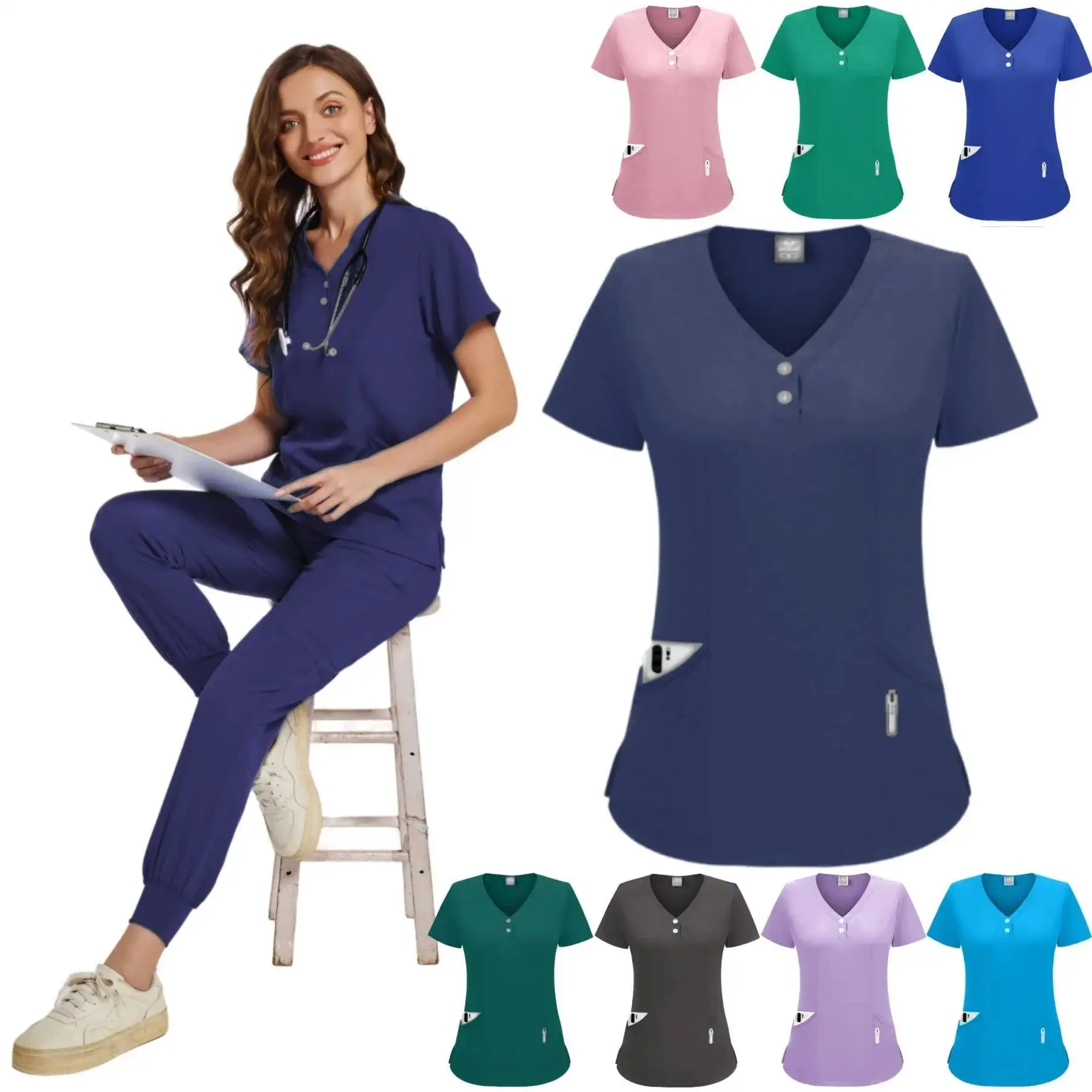 Akcesoria dla pielęgniarek, dopasowane komplety damskie, uniformy medyczne szpitalne, bluzy medyczne, spodnie, odzież robocza do kliniki dentystycznej, salonu kosmetycznego, spa.