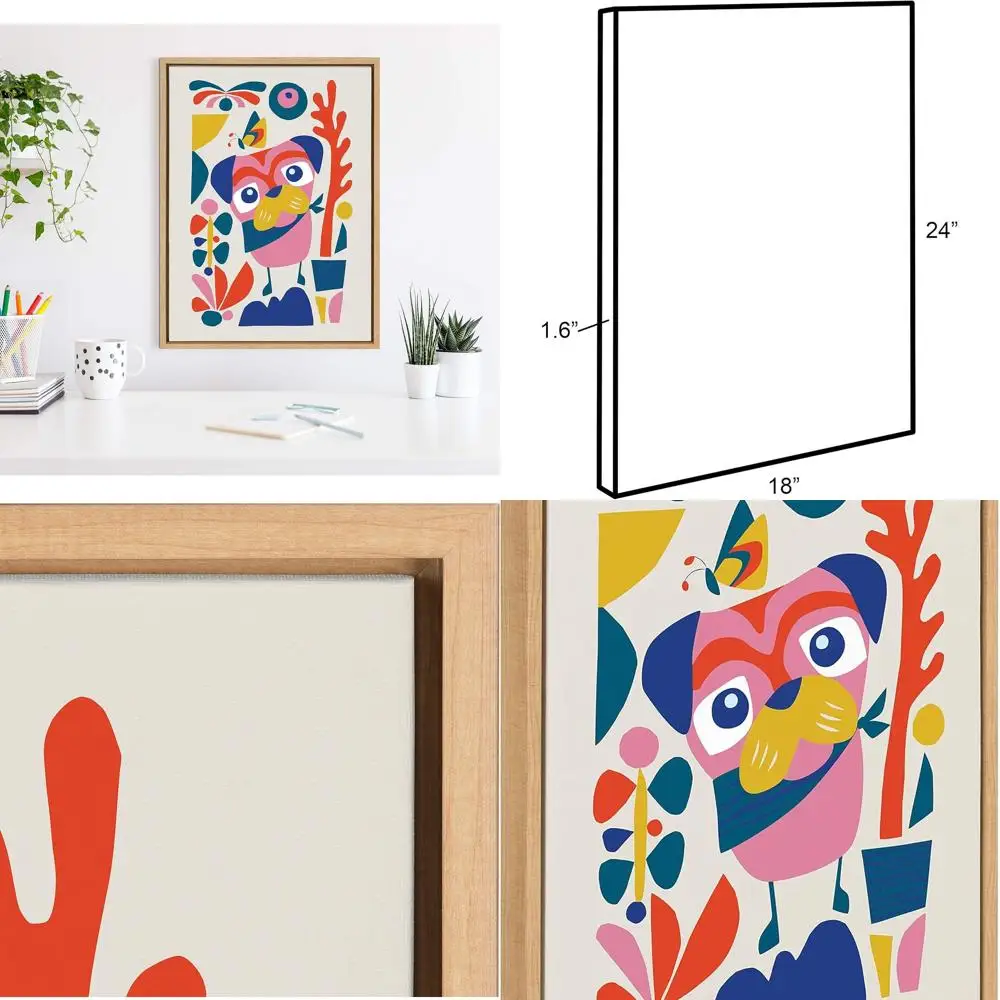 

Mid-Century Modern Pug Art by Rachel Lee, 18x24 Natural Framed Canvas