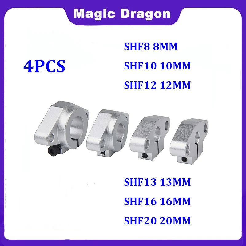 4pcs SHF8 SHF10 SHF12 SHF13 SHF16 SHF20 SHF25 Aluminum Linear Rod Rail Shaft Support CNC Router Parts 3d Printer Parts