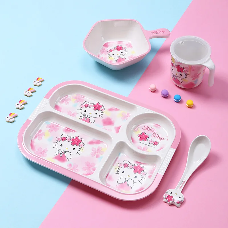 

Рождественская детская посуда Hellokitty Sanrio, миска для дополнительной еды, тарелка, чашка для воды, подарочная коробка, набор, оптовая продажа, кухонные принадлежности
