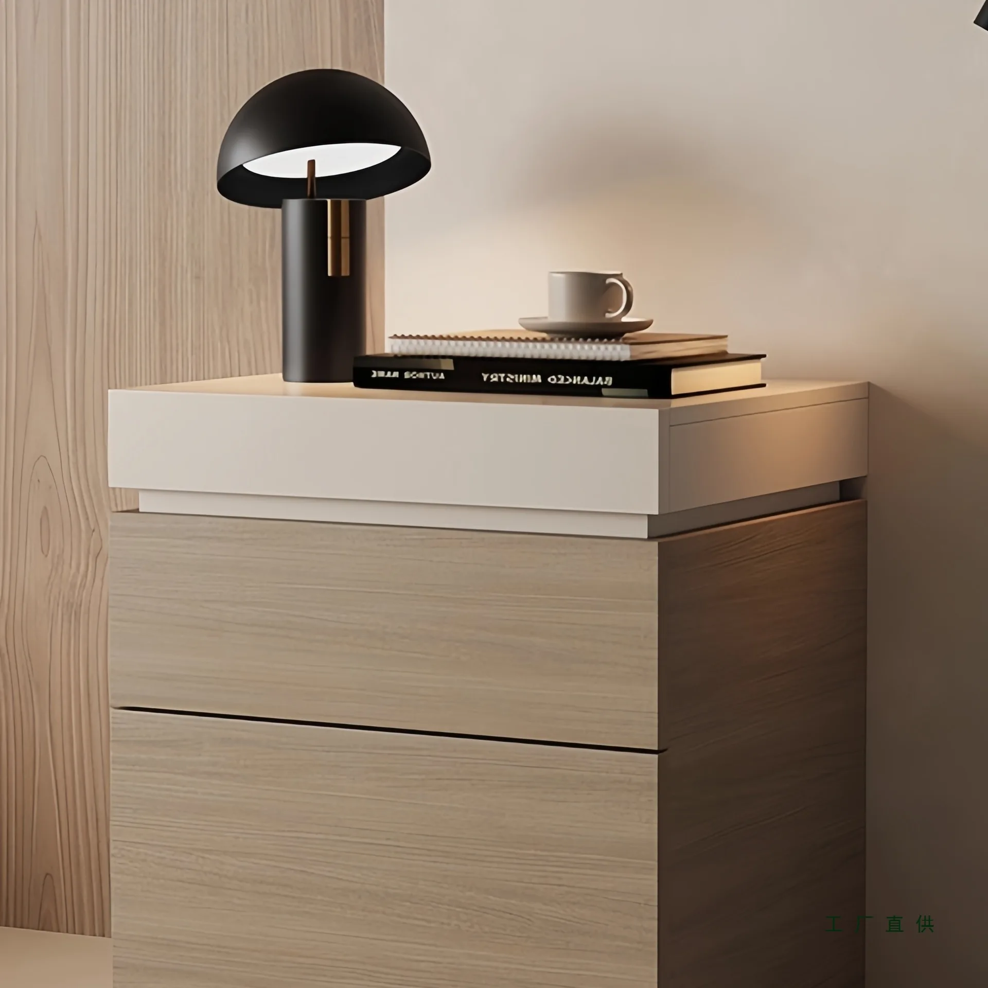 Concealed bedside table Household bedroom Multifunctional locker Italian simple light luxury high-end bedside table