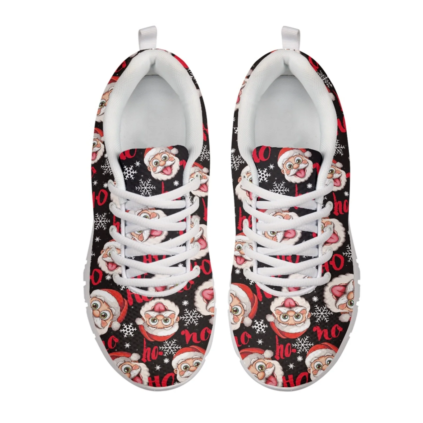 Coloranimal Lace Up Breathable Tennis Shoes for Womens Mesh Trainers for Gym Santa Claus