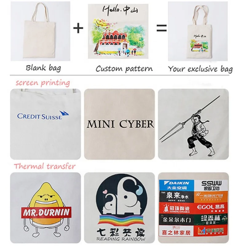 Custom , Sublimation Design Totebag Large Recycled Shopping Tote Bag Customised Cotton Canvas Tote Bags With Custom Printed Logo