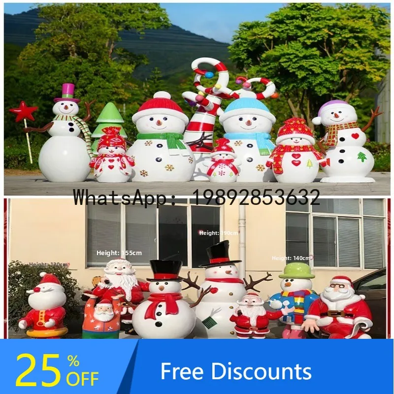 CZ Santa Claus Snowman Fiberglass Sculpture Outdoor Home Creative Fireplace Ornament Decoration