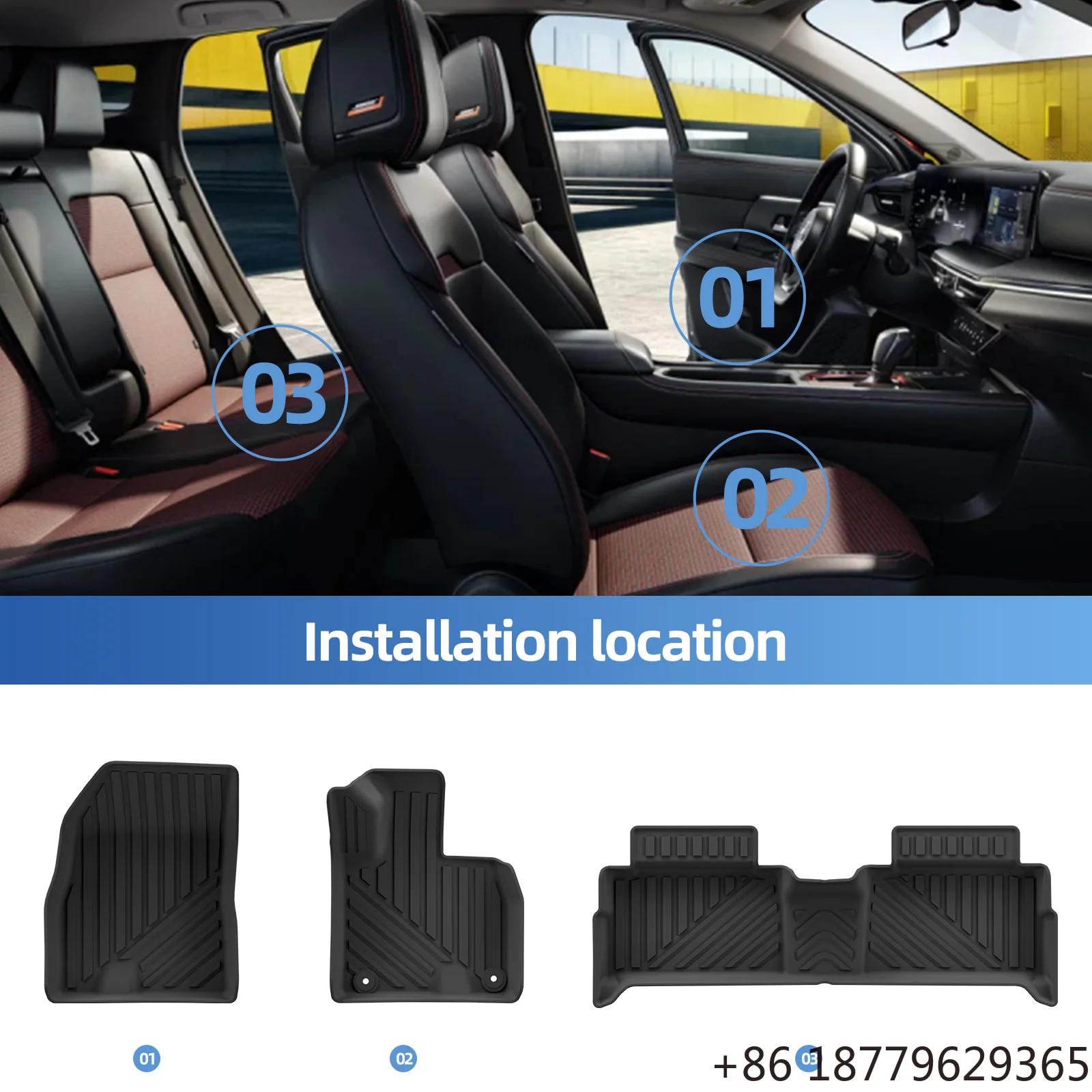 TPE 3D Waterproof Car Floor Mats Cargo Liner Trunk Pad 6-Seat MPV Fitment 2024-2026