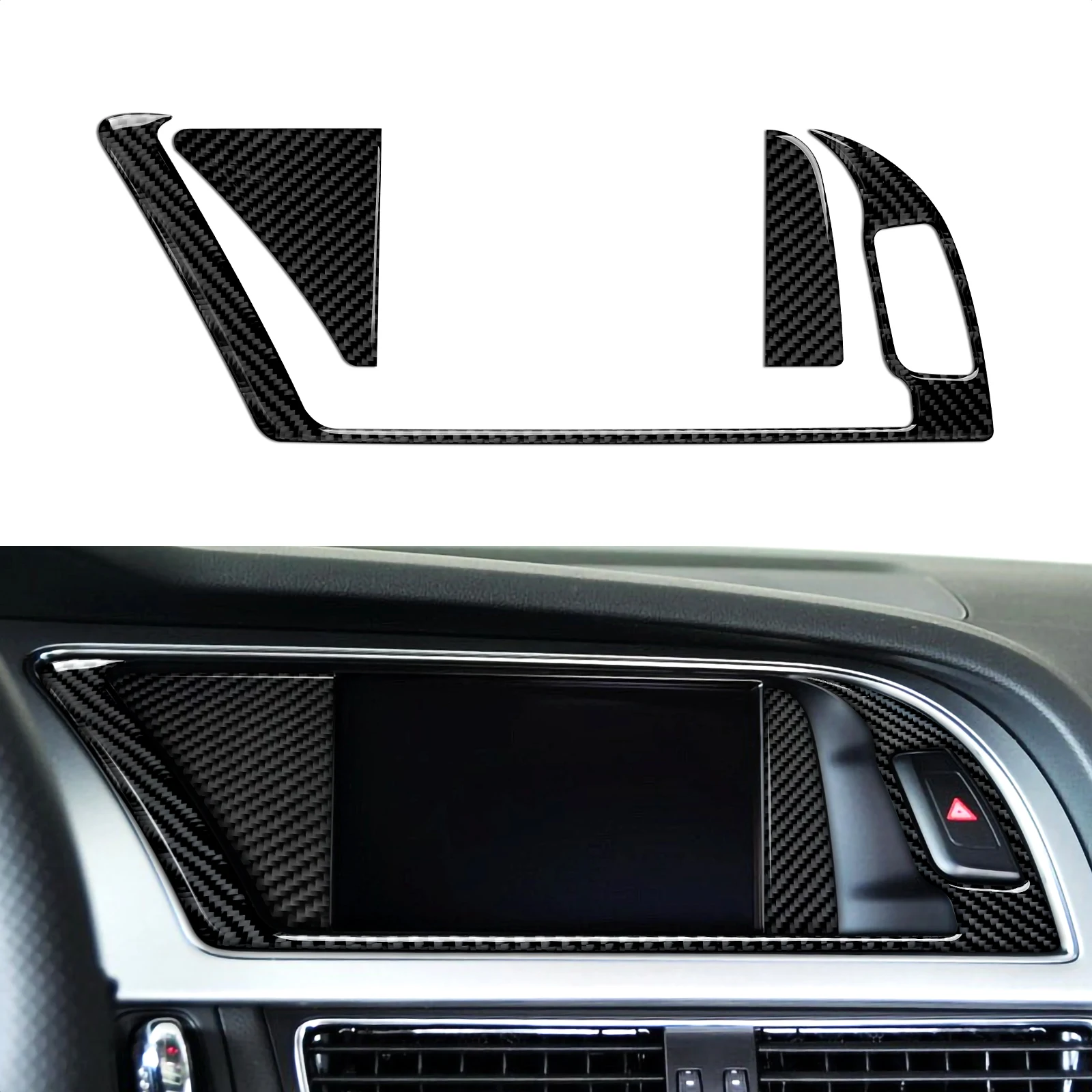 For Audi A4 S4 RS4 A5 S5 RS5 (2007-2016) Car Center Console Navigation Display Screen Panel, Carbon Fiber Interior Stickers view 3