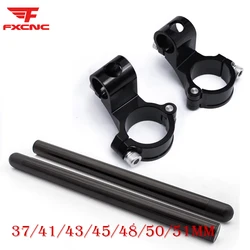 Universal Motorcycle CNC Racer Handlebar Racing Adjustable Clip On Fork Rised Handle Bar 37 41 43 45 48 50 51MM diameter