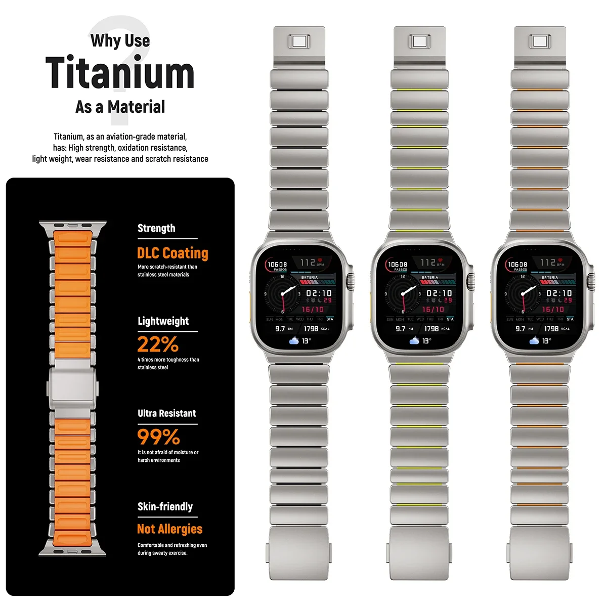 Silicone Magnetic Strap for Apple Watch Ultra 4/3/2 49mm Series 12/11/10 46mm Titanium Metal Band Iwatch 9 8 7 45mm SE3 44mm