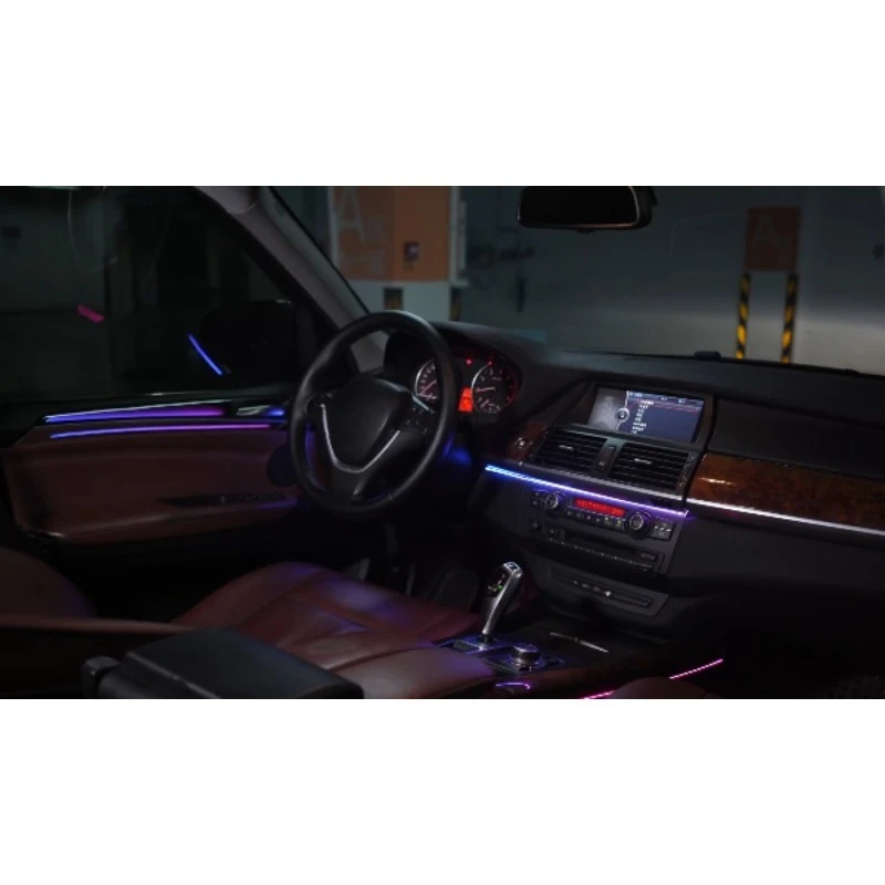 256 Color Symphony Old Large SUV LED Atmosphere Strip, Dynamic Interior Ambient Lamp Fit 2006-2013 E70 X5 Full Car Dashboard Mod