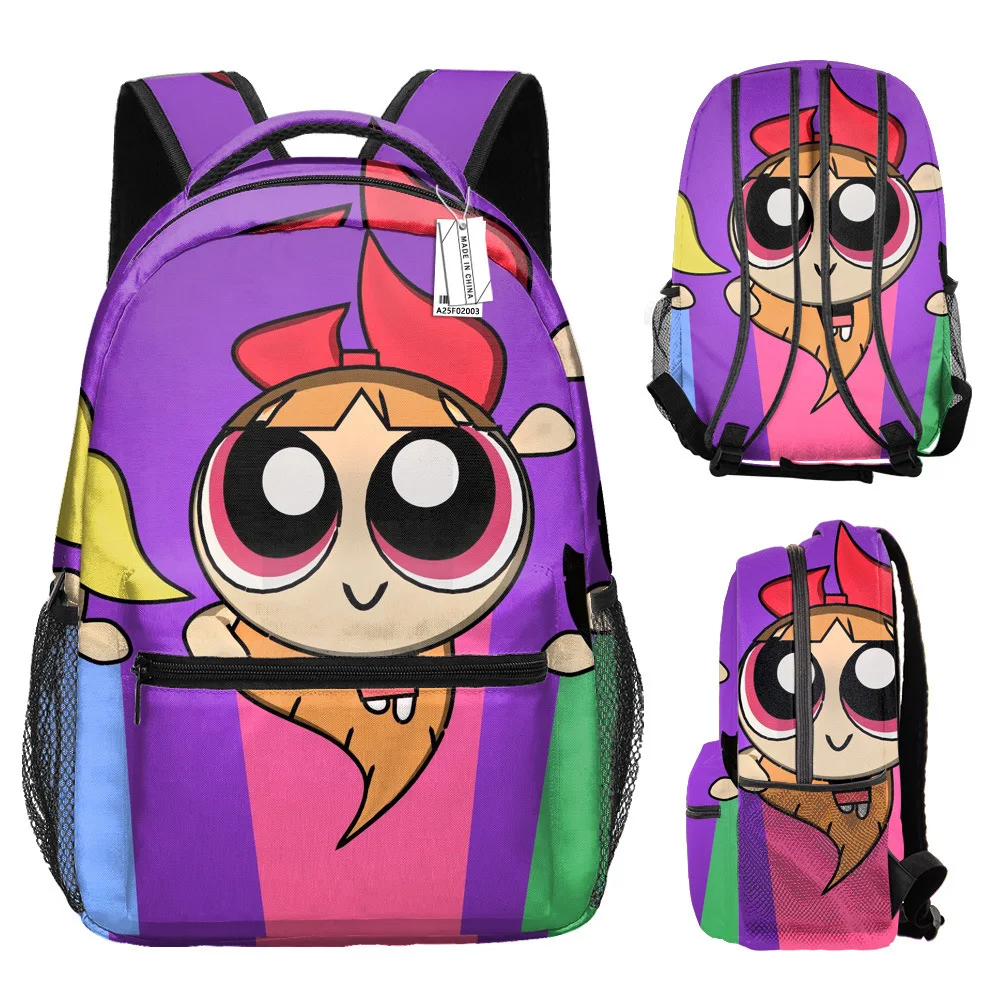 كارتون مضحك The Powerpuff الفتيات طالب الكتب حقيبة ظهر للكمبيوتر المحمول ثلاثية الأبعاد مطبوعة أكسفورد مقاوم للماء بنين/بنات حقيبة ظهر للسفر #3