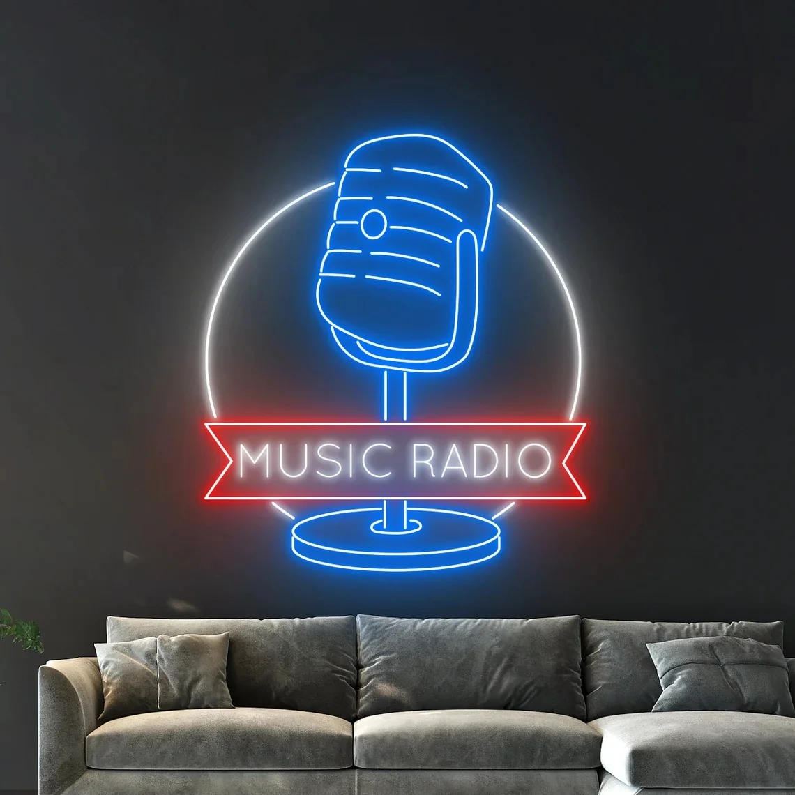 Music Radio Microphone Neon Sign Mic Neon Sign Podcast Neon Sign Music Band Show Wall Decor Bar Record Studio Karaoke Neon