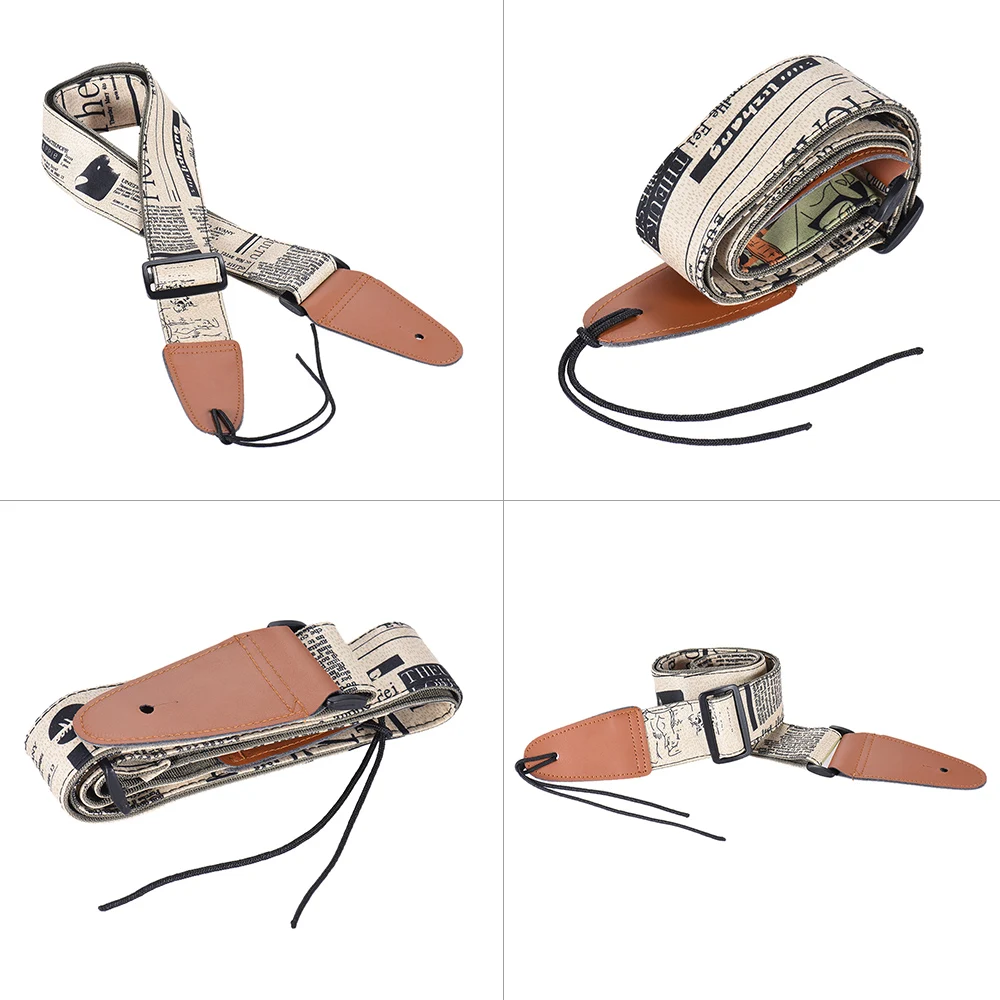 Wygodny regulowany pasek na ramię gitara syntetyczna skóra końcówki dla akustycznego Folk Classic gitary elektryczne Bass